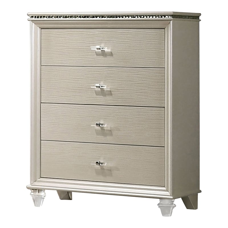 Furniture of America Devado 4-Drawer Solid Wood Chest in Pearl White