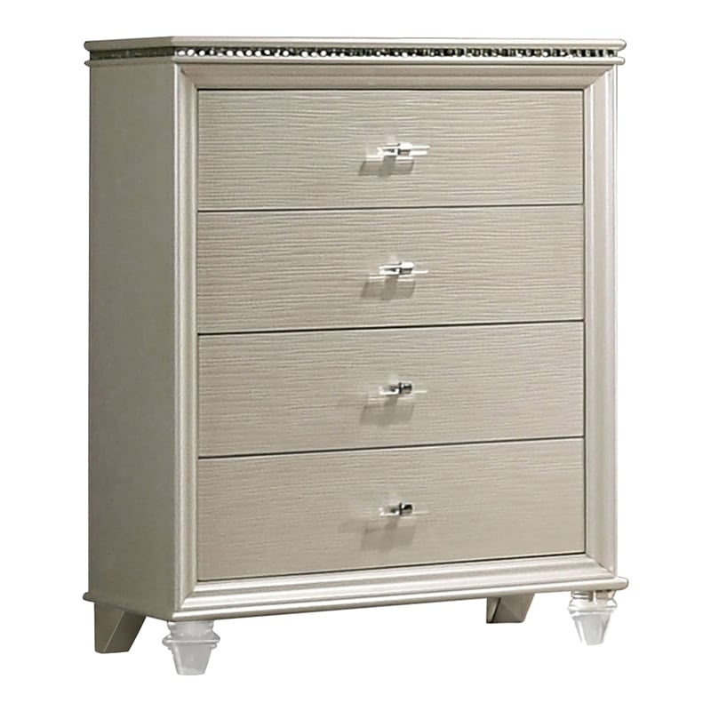 Furniture of America Devado 4-Drawer Solid Wood Chest in Pearl White