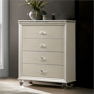 Furniture of America Devado 4-Drawer Solid Wood Chest in Pearl White