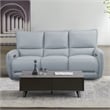 Furniture of America Vesh Leather Power Reclining Sofa with USB in Pale Blue