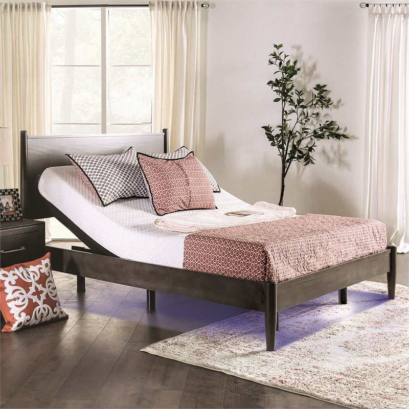 Furniture of America Virya Metal Cal King Adjustable Bed Base with USB in Black