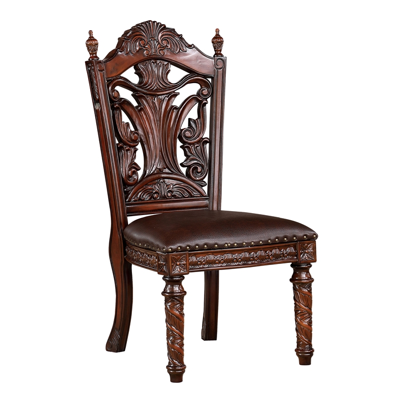 Furniture of America Dian Solid Wood 5-Piece Expandable Dining Set in Cherry