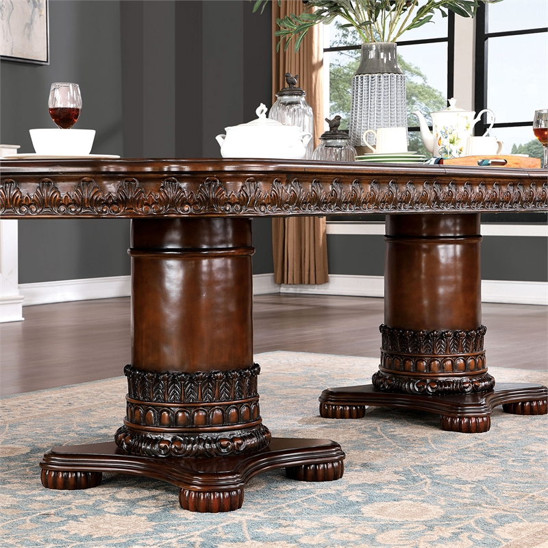 Furniture of America Dian Solid Wood 5-Piece Expandable Dining Set in Cherry