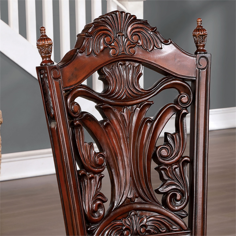 Furniture of America Dian Solid Wood 5-Piece Expandable Dining Set in Cherry