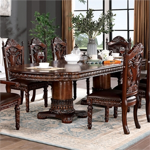 furniture of america dian solid wood 5-piece expandable dining set in cherry