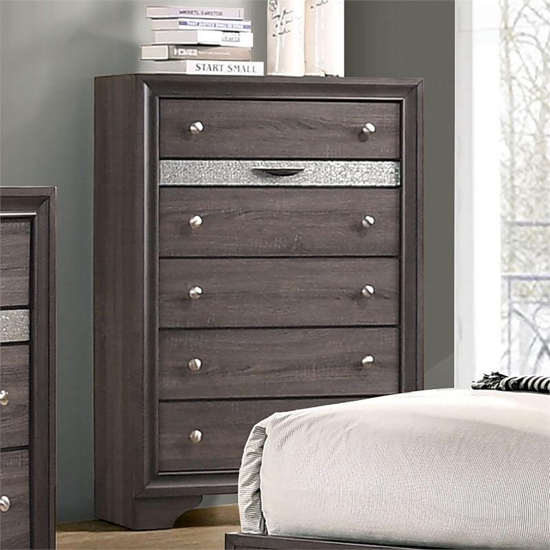Furniture of America Laren 2pc Gray Solid Wood Bedroom Set - King + Chest
