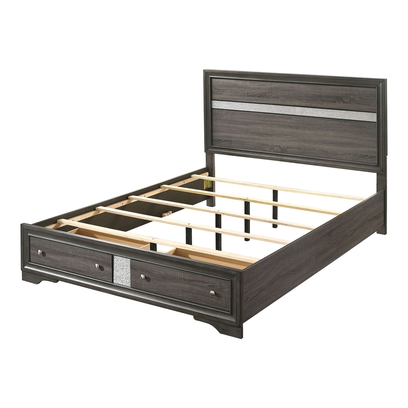 Furniture of America Laren 2pc Gray Solid Wood Bedroom Set - King + Dresser