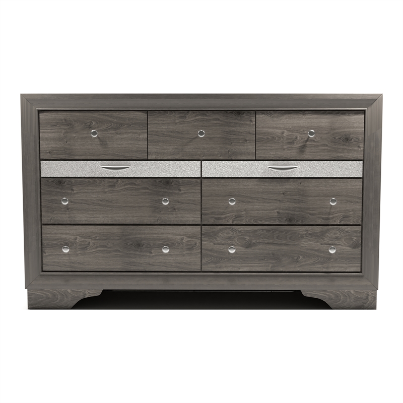 Furniture of America Laren 2pc Gray Solid Wood Bedroom Set - King + Dresser