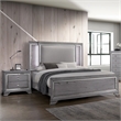 FOA Hariston 2pc Light Gray Solid Wood Bedroom Set - Cal King + Nightstand
