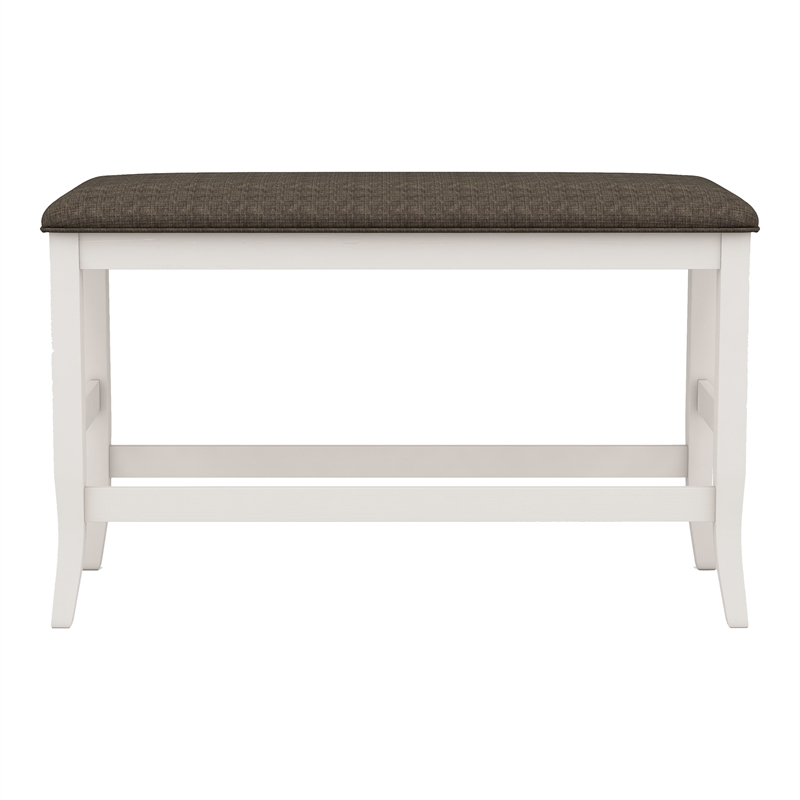 Furniture of America Ablania Solid Wood Counter Height Bench in Antique White