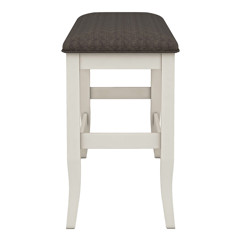 Furniture of America Ablania Solid Wood Counter Height Bench in Antique White