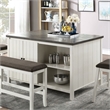 Furniture of America Ablania Solid Wood Antique White 4-Piece Counter Dining Set