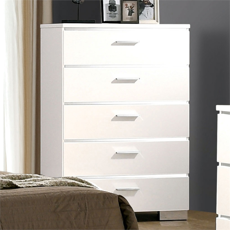 Furniture of America Quaker 2pc White Solid Wood Bedroom Set - Cal King + Chest