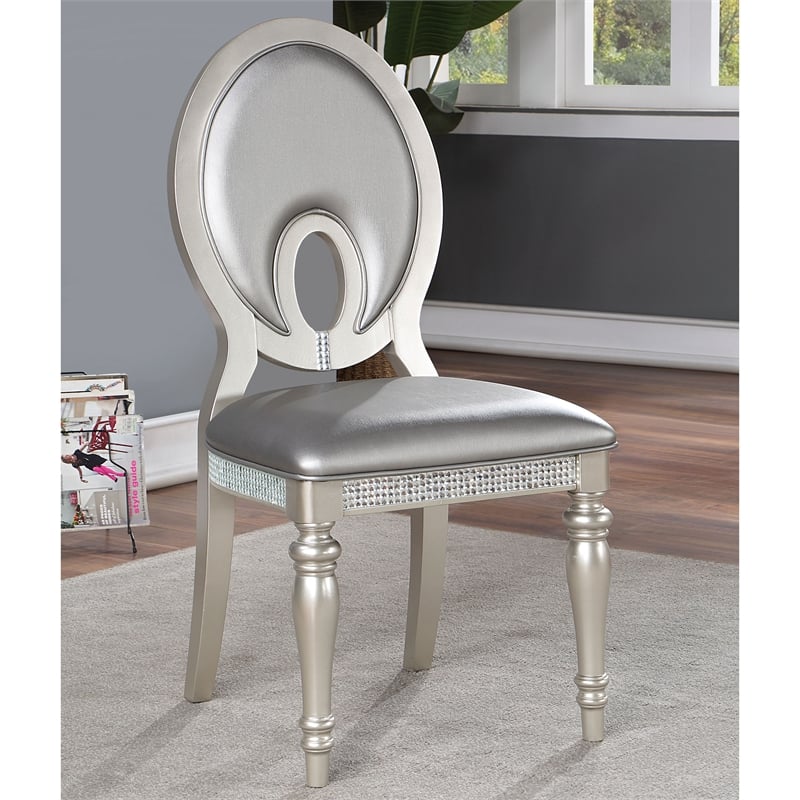 Furniture of America Arena Solid Wood 5-Piece Dining Set in Silver