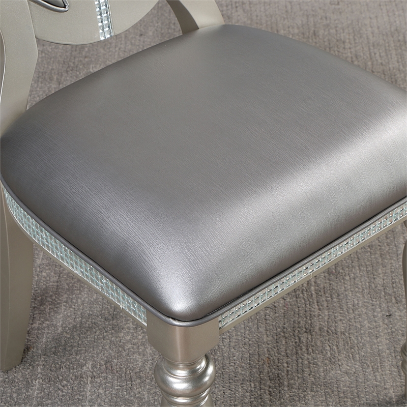 Furniture of America Arena Solid Wood 5-Piece Dining Set in Silver