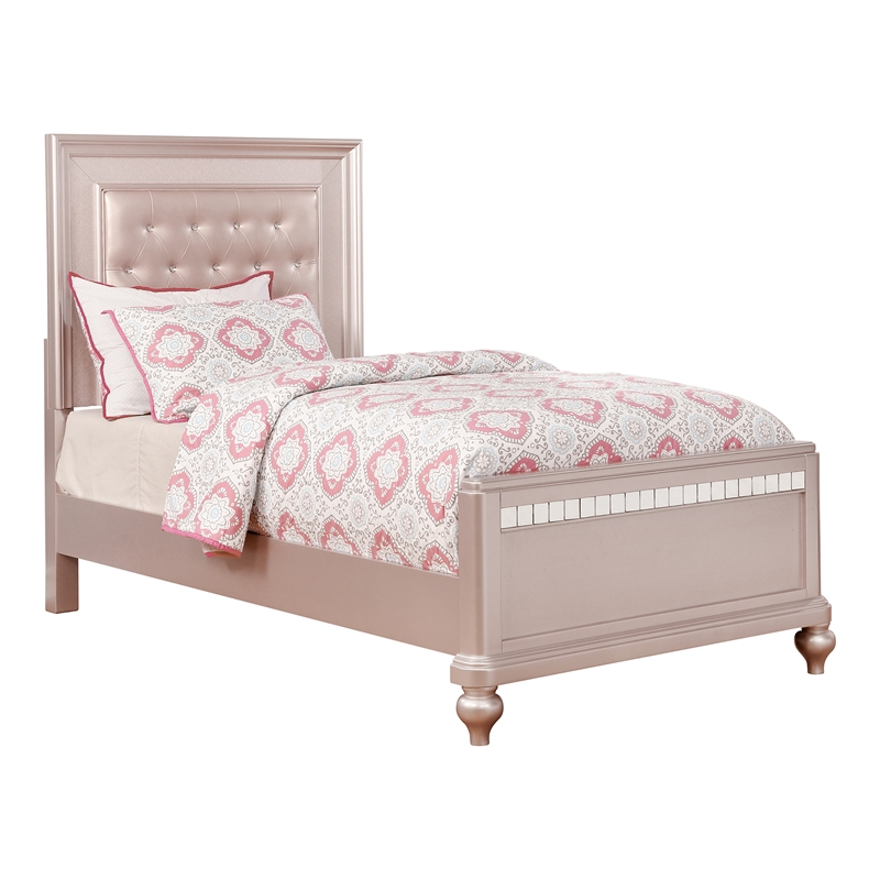Furniture of America Appell 2pc Rose Gold Solid Wood Bedroom Set - Twin + Chest