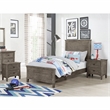 FOA Haed 3-Piece Gray Solid Wood Bedroom Set - Twin + 2 Nightstands