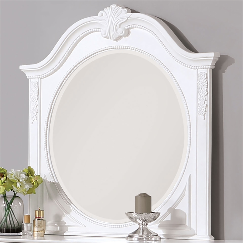 Furniture of America Heyd 6-Drawer Solid Wood Dresser with Mirror in White
