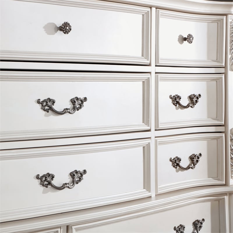 Furniture of America Kide 11-Drawer Solid Wood Dresser in Pear White