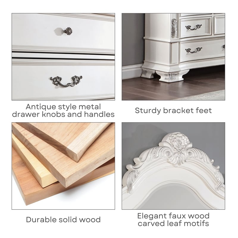 Furniture of America Kide 11-Drawer Solid Wood Dresser in Pear White