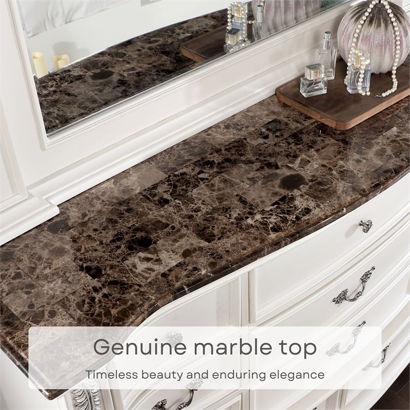 Furniture of America Kide 11-Drawer Solid Wood Dresser in Pear White