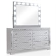 FOA Chid 6pc Silver Wood Bed Set - King+2 Nightstands+Chest+Dresser+Mirror