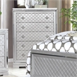 FOA Chid 6pc Silver Wood Bed Set - King+2 Nightstands+Chest+Dresser+Mirror