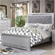 FOA Chid 6pc Silver Wood Bed Set - Queen+2 Nightstands+Chest+Dresser+Mirror