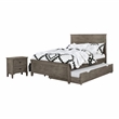 FOA Haed 3pc Gray Solid Wood Bedroom Set - Full + Nightstand + Trundle