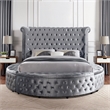 Furniture of America Vriam 3pc Gray Fabric Bedroom Set - Queen + 2 Nightstands