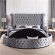 Furniture of America Vriam 3pc Gray Fabric Bedroom Set - Queen + 2 Nightstands
