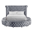 Furniture of America Vriam 3pc Gray Fabric Bedroom Set - Queen + 2 Nightstands