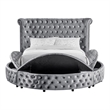 Furniture of America Vriam 3pc Gray Fabric Bedroom Set - Queen + 2 Nightstands