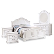 FOA Heyd 5pc White Solid Wood Bed Set - Twin + 2 Nightstands + Dresser + Mirror