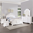 FOA Heyd 5pc White Solid Wood Bed Set - Twin + 2 Nightstands + Dresser + Mirror