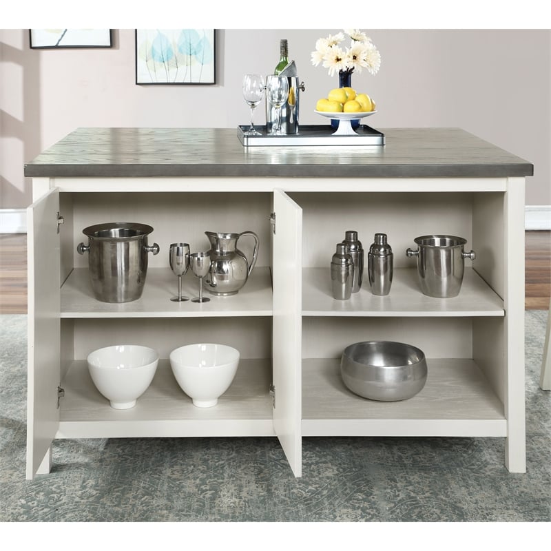 Furniture of America Ablania Solid Wood Counter Dining Table in Antique White