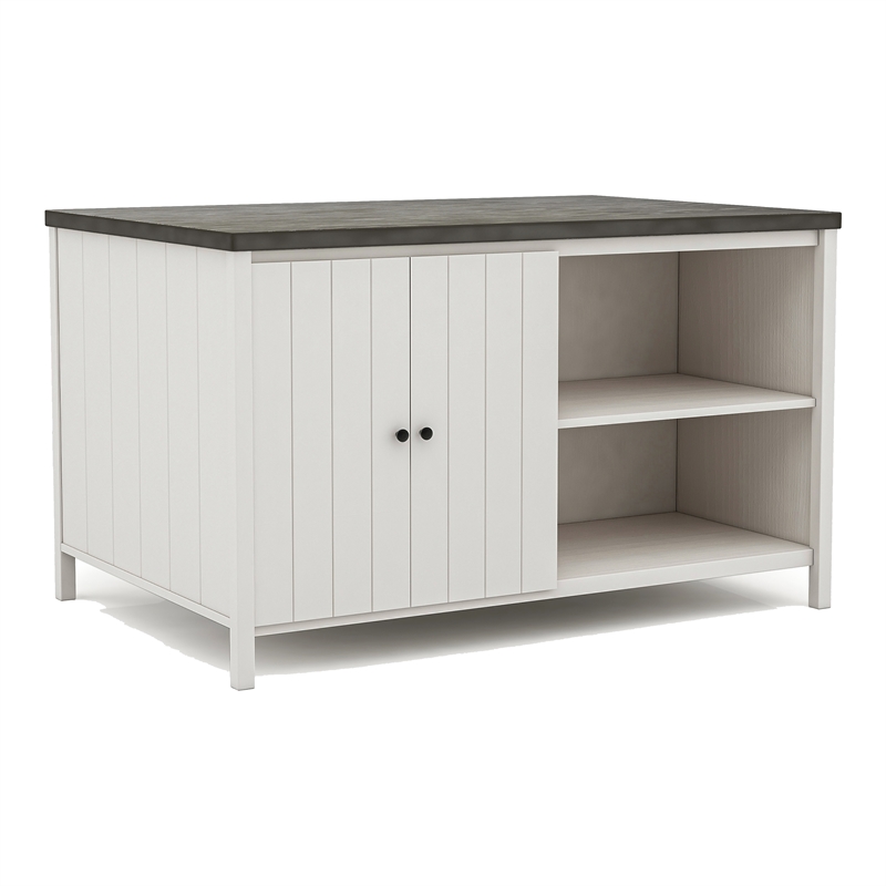 Furniture of America Ablania Solid Wood Counter Dining Table in Antique White