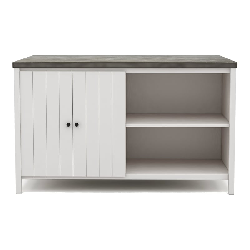 Furniture of America Ablania Solid Wood Counter Dining Table in Antique White