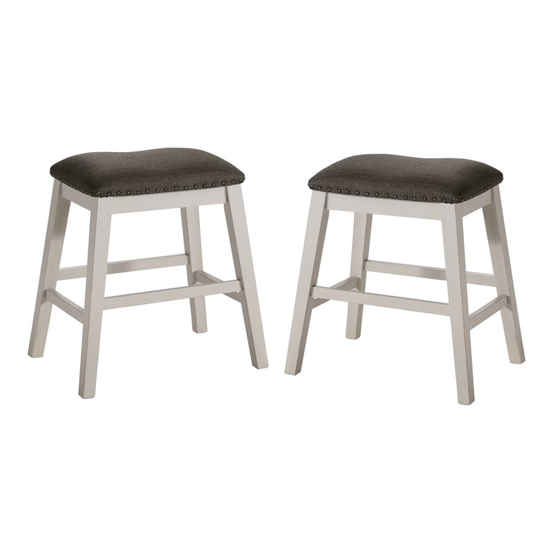 Furniture of America Ablania Wood Counter Stools in Antique White (Set of 2)