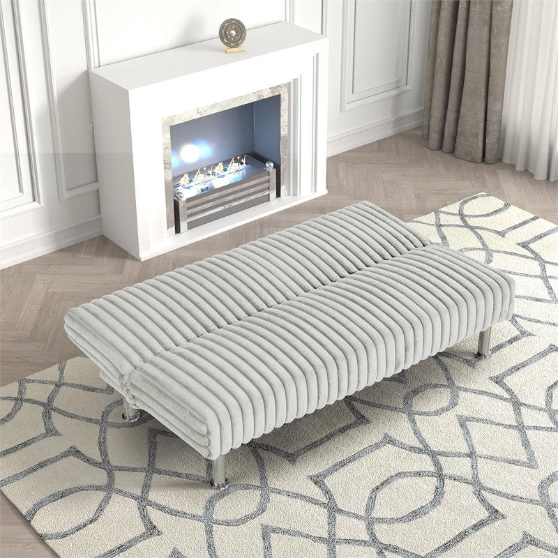 Furniture of America Girgon Upholstered Fabric Futon Sofa Bed in Light Gray