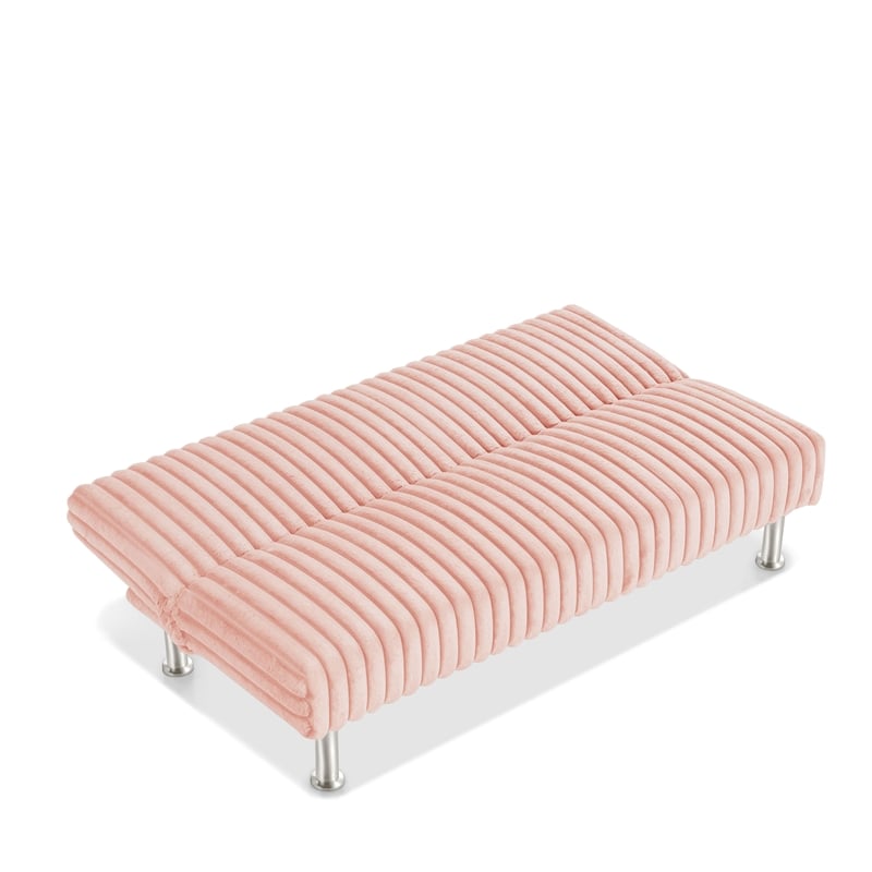 Furniture of America Girgon Upholstered Fabric Futon Sofa Bed in Pink