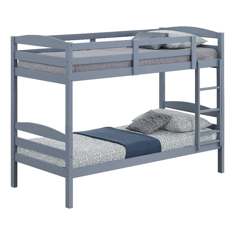 Furniture of America Sanfron Solid Wood Twin over Twin Bunk Bed in Gray