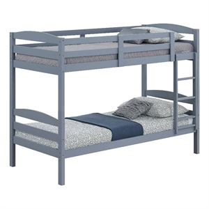 Furniture of America Sanfron Solid Wood Twin over Twin Bunk Bed in Gray