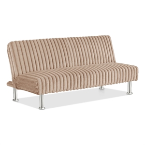 Furniture of America Girgon Upholstered Fabric Futon Sofa Bed in Taupe
