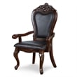 Furniture of America Albernit Faux Leather Arm Chairs in Dark Cherry (Set of 2)