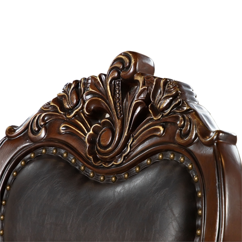 Furniture of America Albernit Faux Leather Arm Chairs in Dark Cherry (Set of 2)