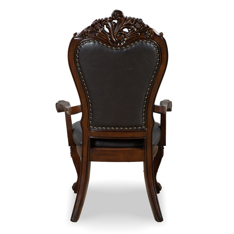 Furniture of America Albernit Faux Leather Arm Chairs in Dark Cherry (Set of 2)
