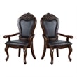 Furniture of America Albernit Faux Leather Arm Chairs in Dark Cherry (Set of 2)