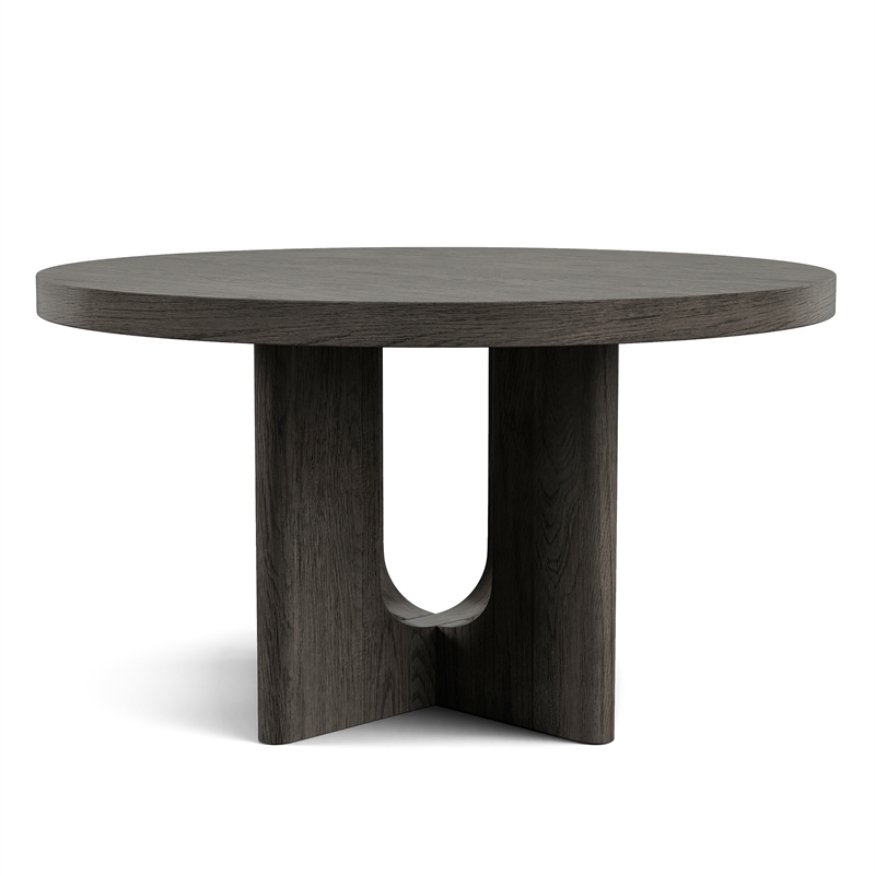 Furniture of America Lizena Solid Wood Round Dining Table in Ash Gray