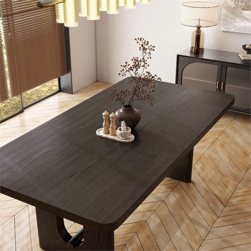 Furniture of America Lizena Solid Wood Rectangular Dining Table in Ash Gray